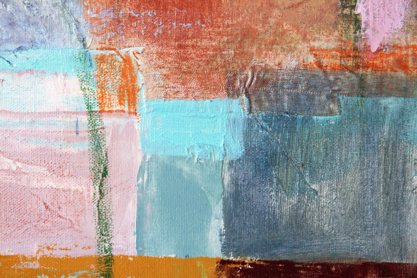 Painting Large wall Art Abstract canvas 40x26 mixed media turquoise, red, orange, green, gray, cream Spanish Art