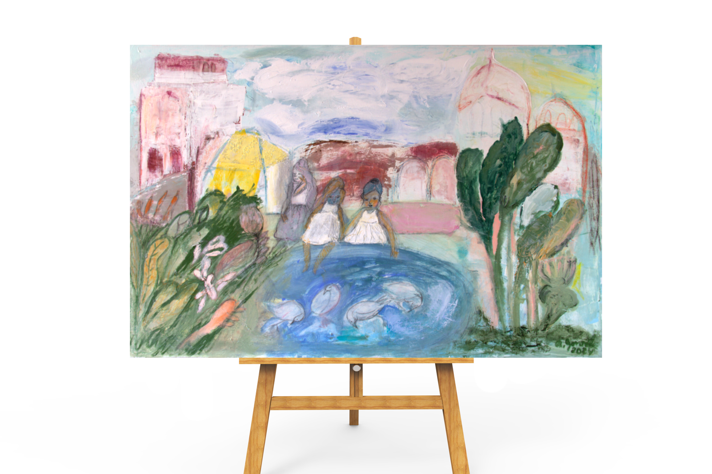 Large Abstract Original Painting Canvas wall Art pink textures modern art, Spanish Art By Ana González