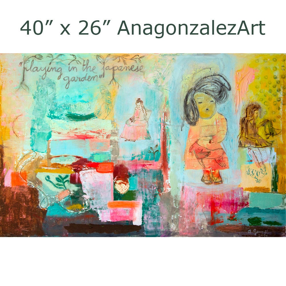 Original Painting Abstract Large wall Art canvas expressionist 40x26 mixed media textured turquoise Spanish Art