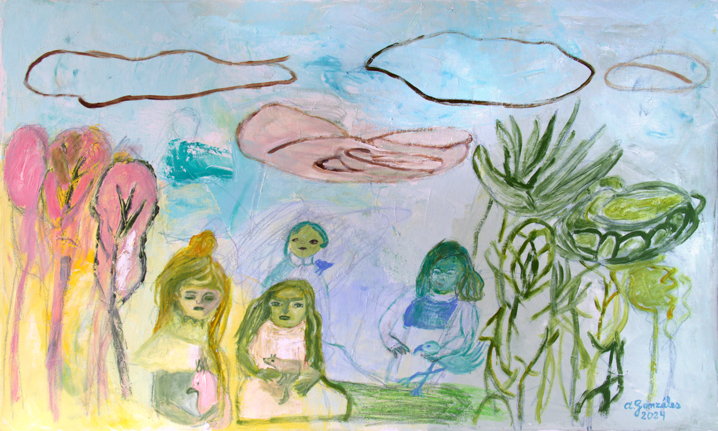 Original Painting Canvas 40" x 24" 100x60 cm wall Art pink textures modern art, Spanish Art By Ana González