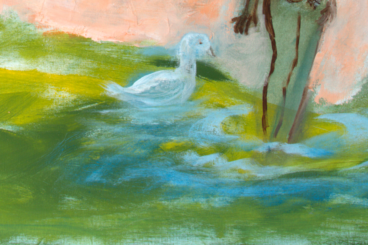 Abstract Original Painting canvas 40x26" Large wall Art turquoise green AnaGonzalezArt