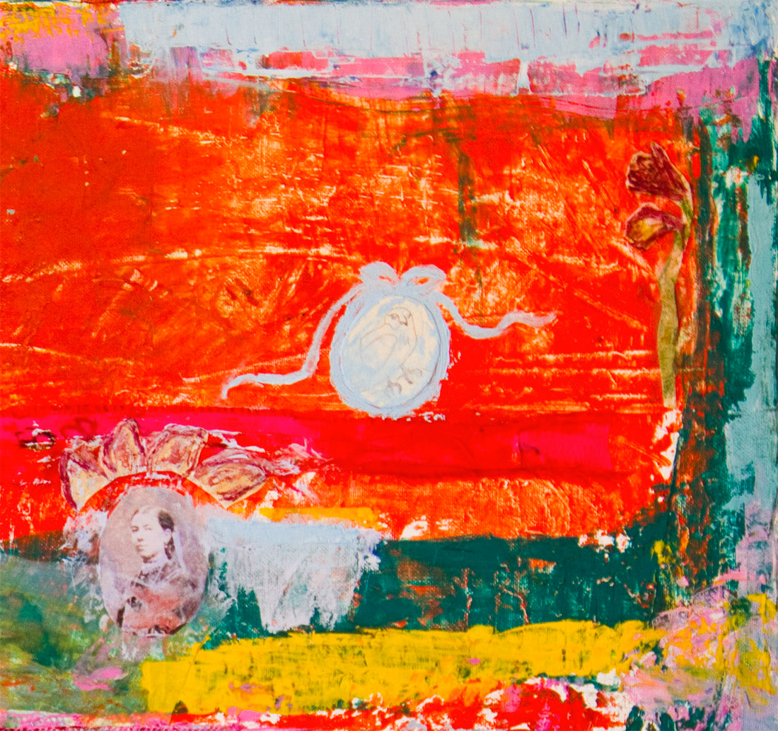 Large Abstract Canvas 40" x 26" 100x65 cm wall art, pink, red textured modern art By Ana González