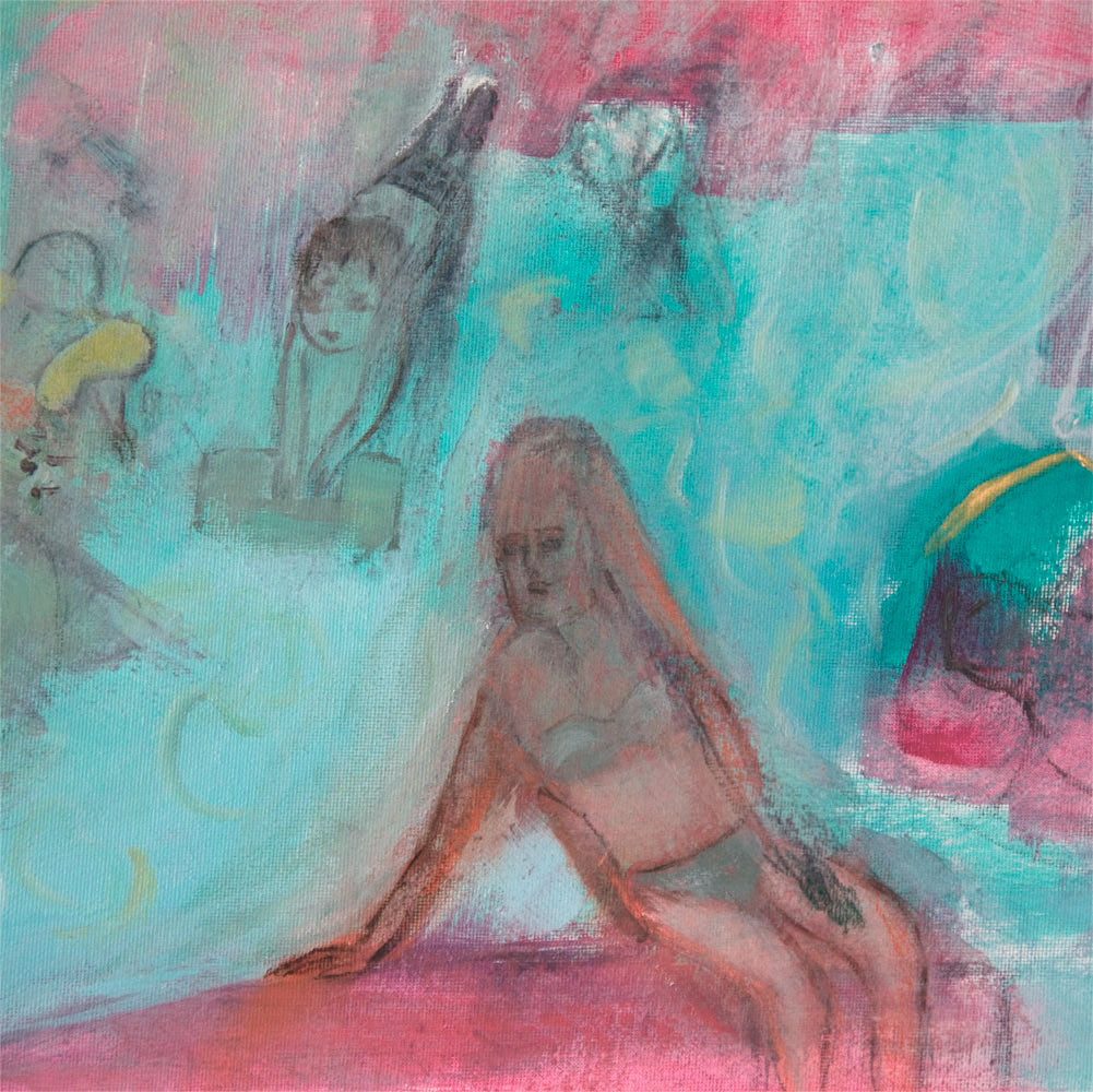 Painting Canvas 40" x 26" 100x65 cm wall Artwork  pink textures modern art, Spanish Art By Ana González