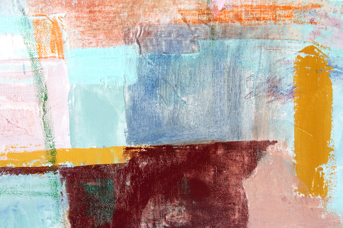 Painting Large wall Art Abstract canvas 40x26 mixed media turquoise, red, orange, green, gray, cream Spanish Art
