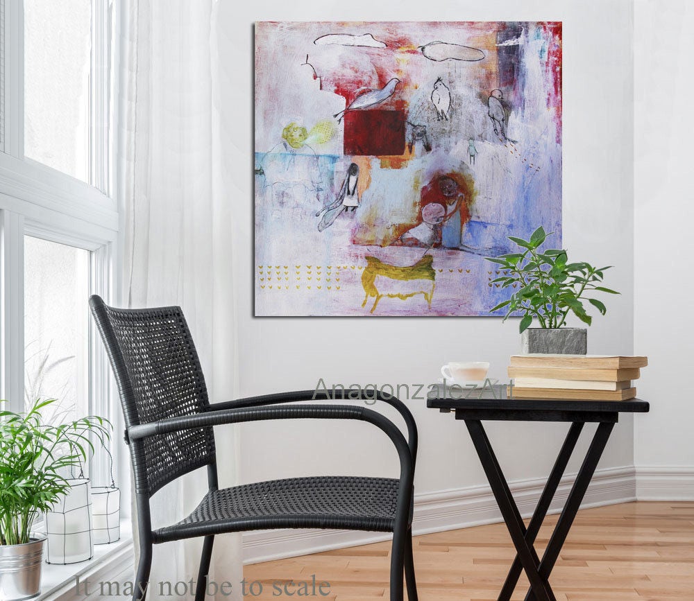 Art Print, birds girls print, full color, modern wall art print by Ana Gonzalez