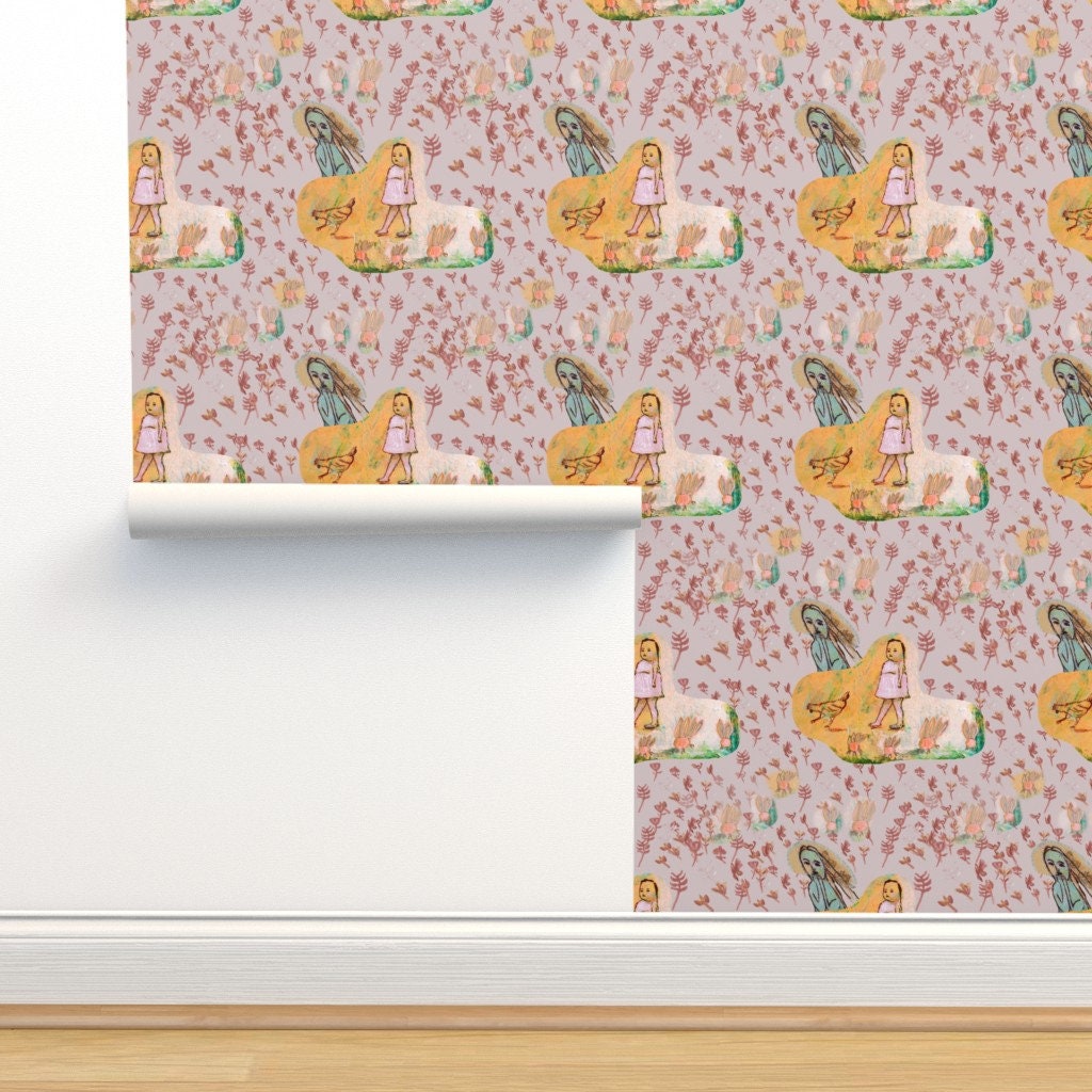 Wallpaper Peel and Stick Walls and Furniture, Removable, Matte Finish, Textile Texture, PVC Free Modern Design girls pink Flowers