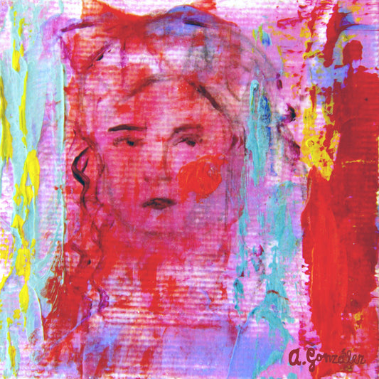 Print Fine Art Giclee abstract girl modern wall art print turquoise pink fuchsia by Ana Gonzalez