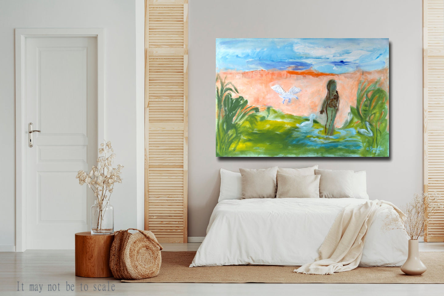 Abstract Original Painting canvas 40x26" Large wall Art turquoise green  AnaGonzalezArt