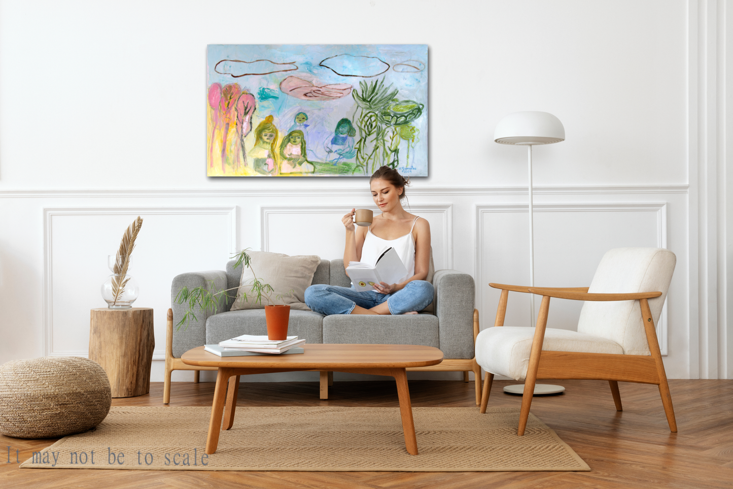 Original Painting Canvas 40" x 24" 100x60 cm wall Art pink textures modern art, Spanish Art By Ana González