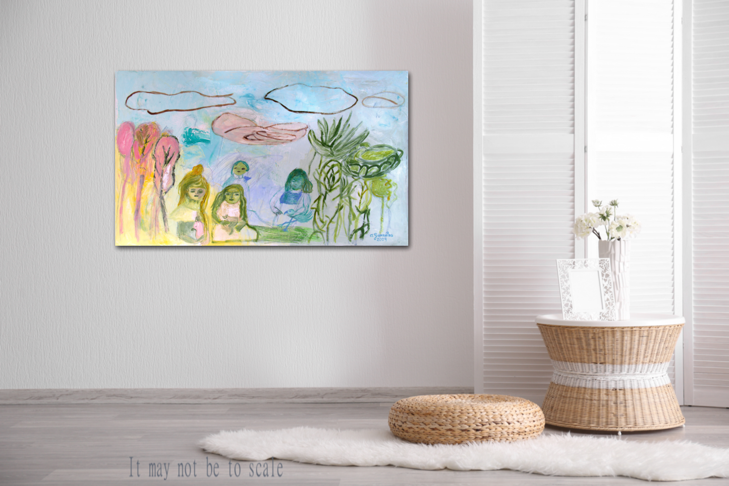 Original Painting Canvas 40" x 24" 100x60 cm wall Art pink textures modern art, Spanish Art By Ana González