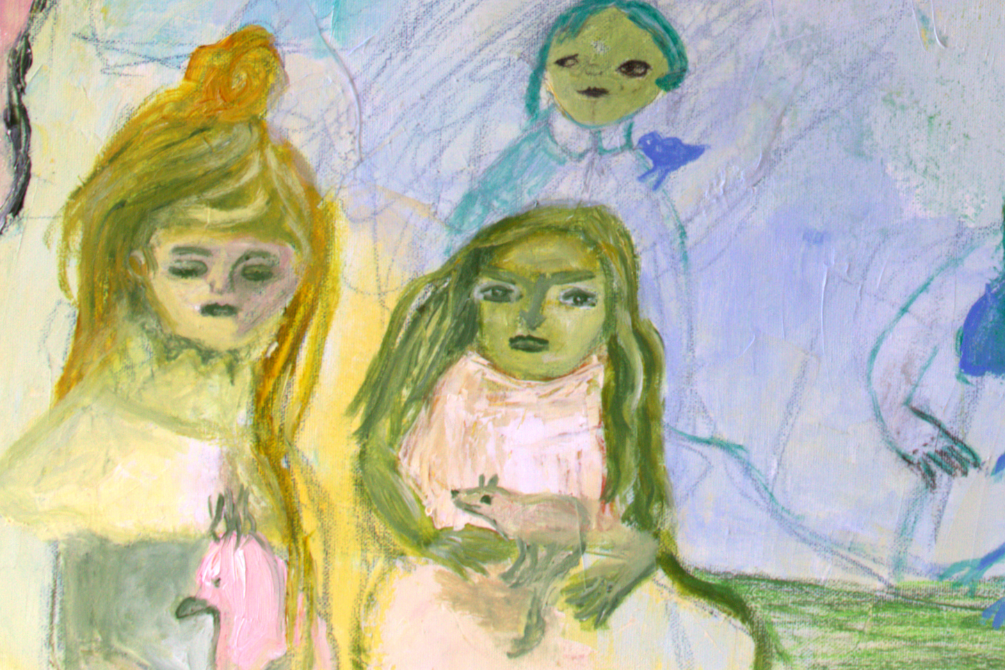 Original Painting Canvas 40" x 24" 100x60 cm wall Art pink textures modern art, Spanish Art By Ana González