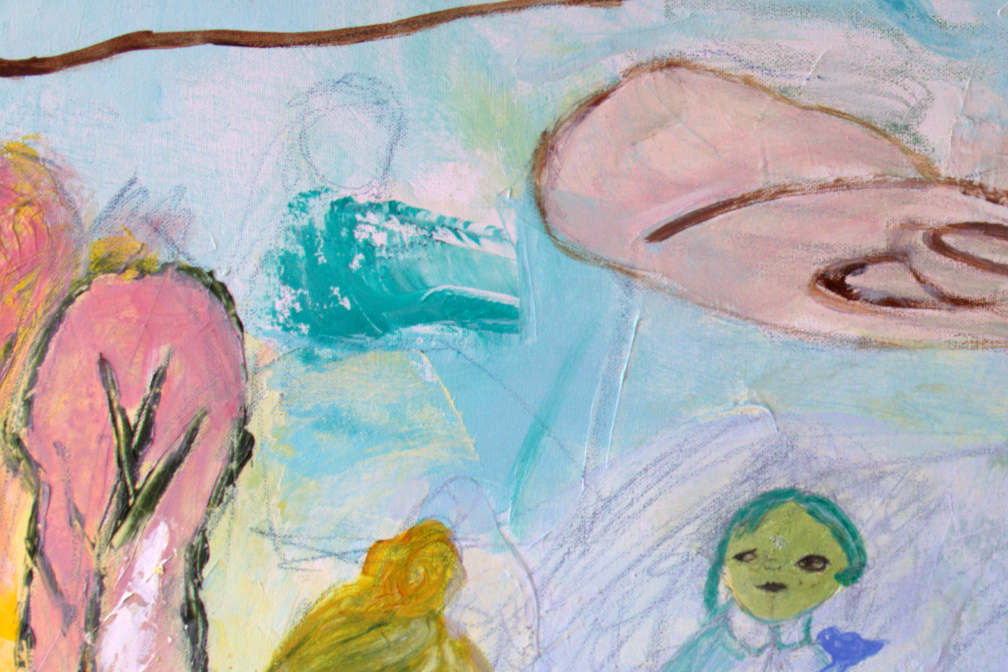 Original Painting Canvas 40" x 24" 100x60 cm wall Art pink textures modern art, Spanish Art By Ana González