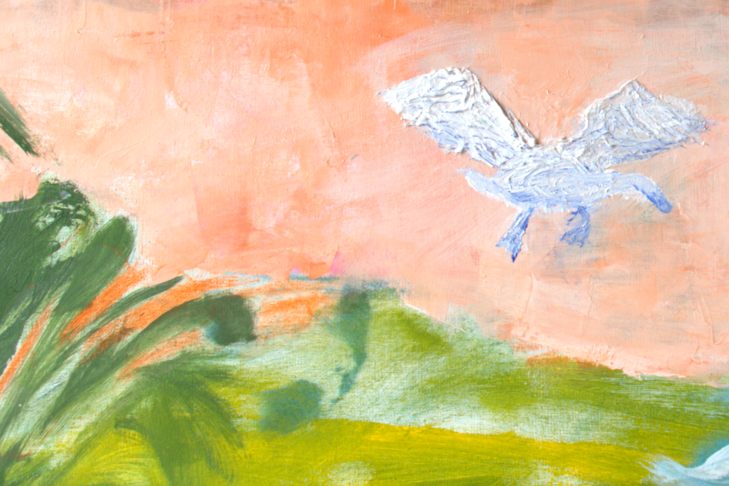 Abstract Original Painting canvas 40x26" Large wall Art turquoise green  AnaGonzalezArt