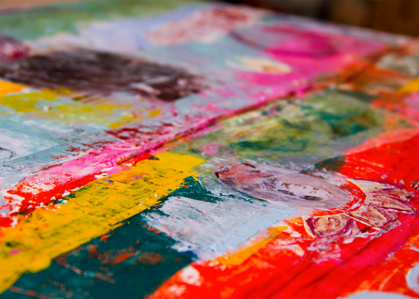 Large Abstract Canvas 40" x 26" 100x65 cm wall art, pink, red textured modern art By Ana González