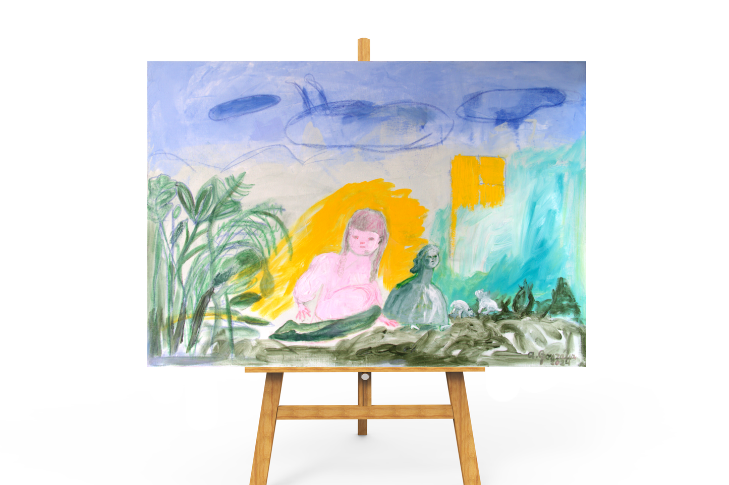 Large Original Painting Canvas 40" x 26" 100x65 cm wall Art pink textures modern art, Spanish Art By Ana González
